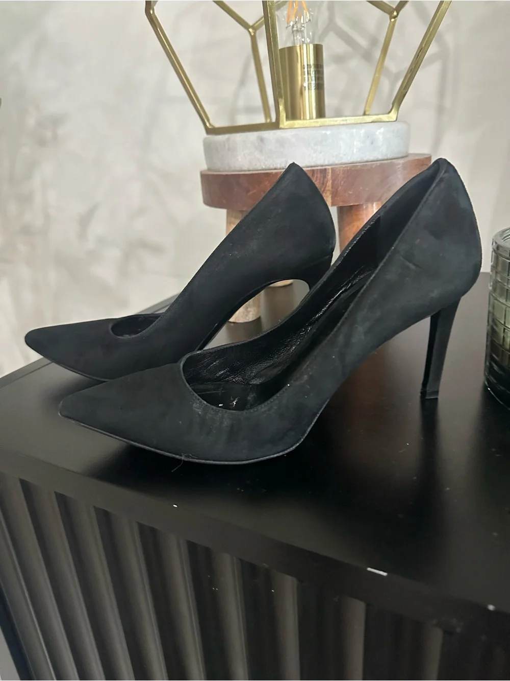 Saint Laurent Black Suede Pointed Pumps